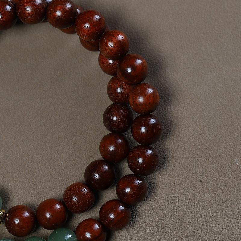 Rosewood Double Circle Sandalwood Bracelet: Ethnic-Style Prayer Beads for Men and Women