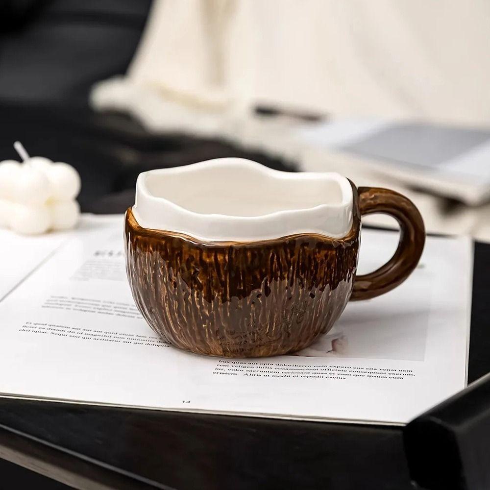 INS Creative Coffee Cup Irregular Imitation Coconut Shell Water Cup Coconut Ceramic Mug Household