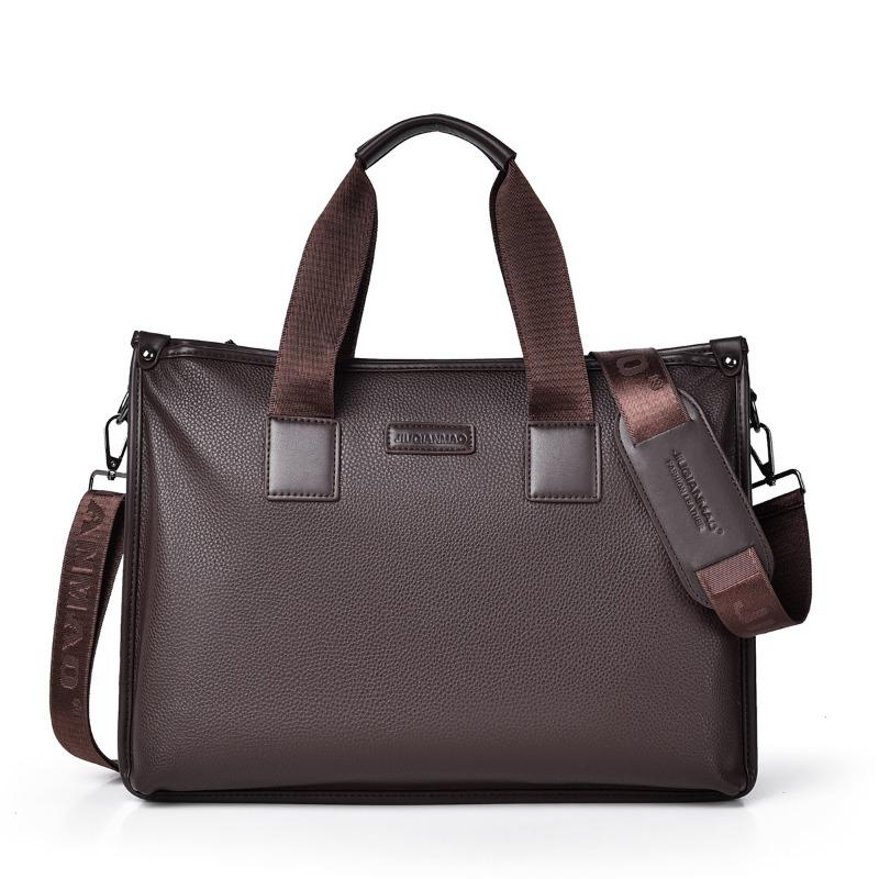 

New men s messenger bag simple shoulder backpack business trip shoulder briefcase темно-коричневого