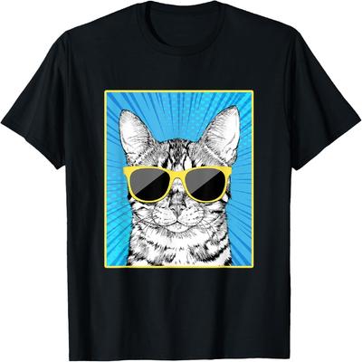 Bengal Cat Portrait Pop Art Cat with Sunglasses T-Shirt