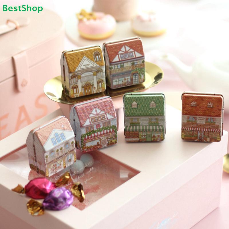 Village Style House Tin Containers – Mini Metal Storage Boxes for Wedding Favors & Party Treats