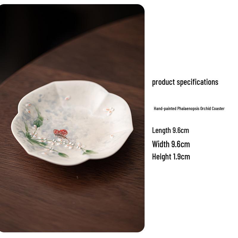 Hand-Painted Phalaenopsis Ceramic Tea Tasting Master Cup - High-End Gongfu Personal Cup