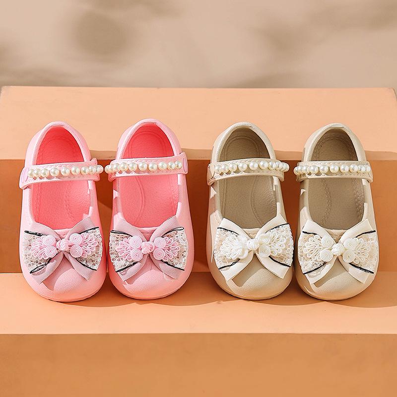 EVA Girls Princess Bow Loafers - Chinese Style, Soft Sole, Non-slip Shoes for Spring/Autumn