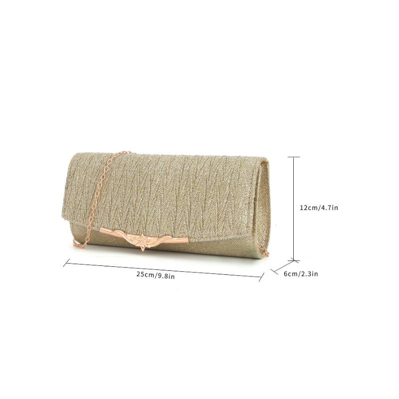 Women's Bag Banquet Bag Clutch Bag Pleated Metal Cover Wedding and Evening Bag