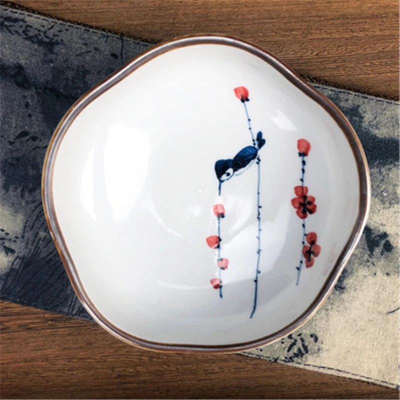 Refreshment Dish Chinese Fruit Dessert Plate Small Dish Jingdezhen Underglaze Color Ceramic Tea Tray Hand Painted Tableware