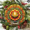 Metal Wall Art Hindu Festival Diwali Round Sign Home Office Decor Durable Aluminum Gift for Cafe Bar Living Room Indoor Outdoor