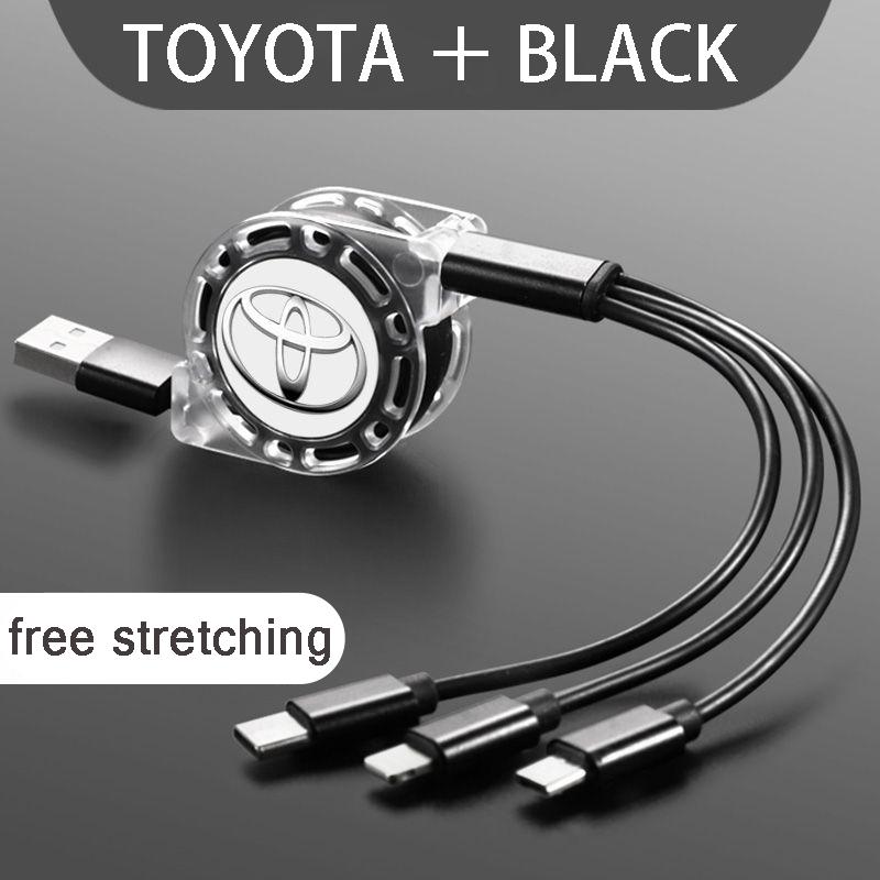 

Для Toyota 2026 Горячие Колпаки Ступицы 3A Быстрая Зарядка 3 в 1 USB Type C Зарядный Кабель Мульти Зарядное Устройство Выдвижное Зарядное Устройство Для toyota camry серебряный