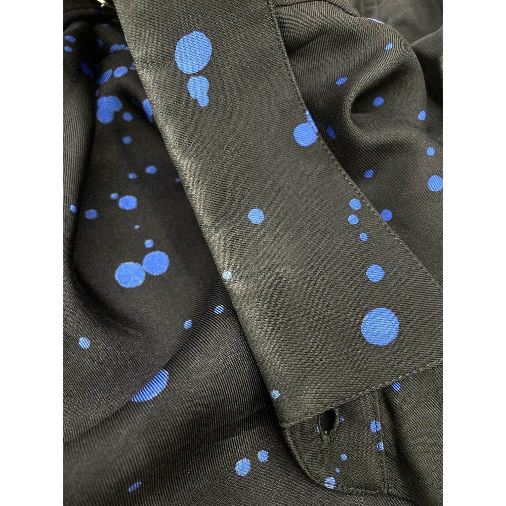 berluti Black x Blue Silk 100% Dot Pattern Shirt tops 38 Black / blueUsed