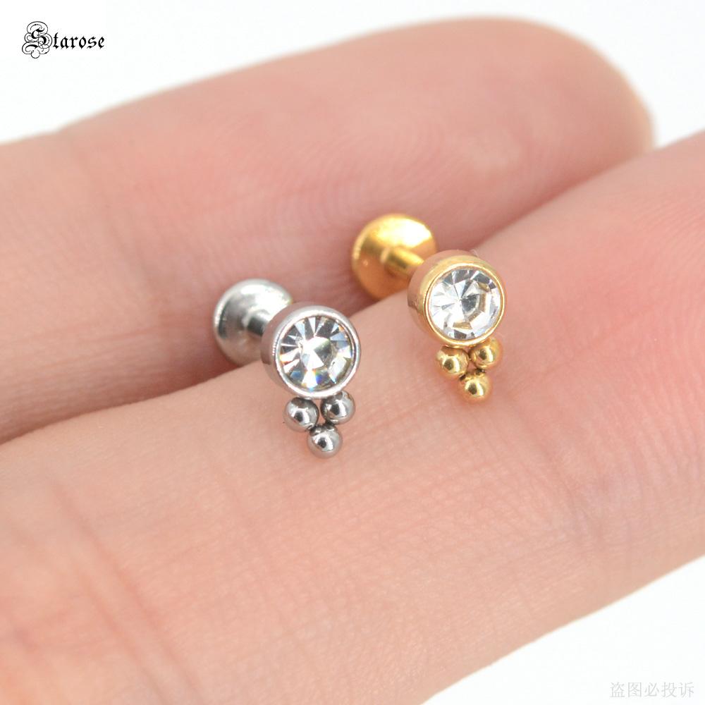 1Pc 1.2x6/8mm G23 Titanium Base Stainless Steel Studs Lip Labret Piercing Nose Helix Piercing Conch Tragus Earrings Flat End
