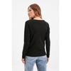 Black 100% Cotton Regular/normal Fit Basic V-neck Long Sleeve Knitted T-shirt Twoaw21ts0099