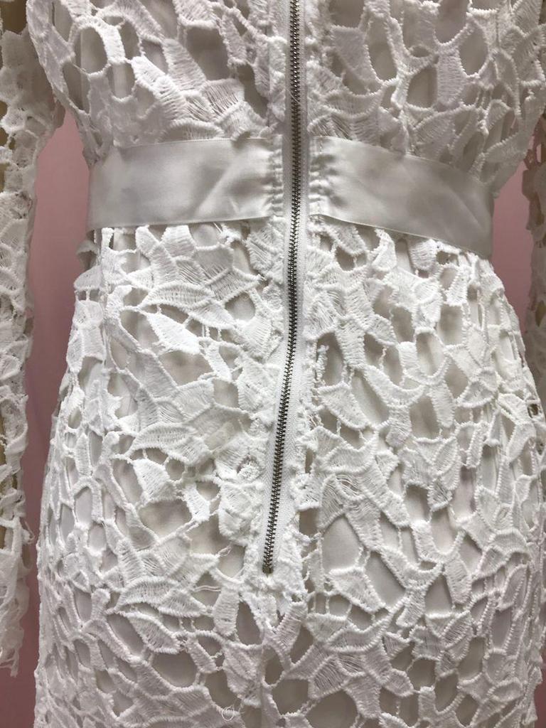 2025 Women's Lace Hollow Long Sleeve Stand Collar Dress - 5 Color Irregular Design
