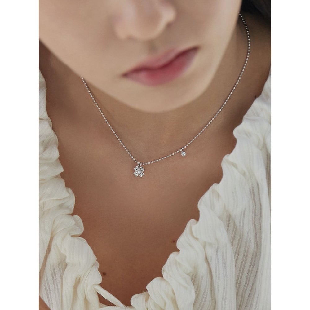 [Byhyeres] Silver (W) Clover Ball Chain Necklace Bh7N52710W9430