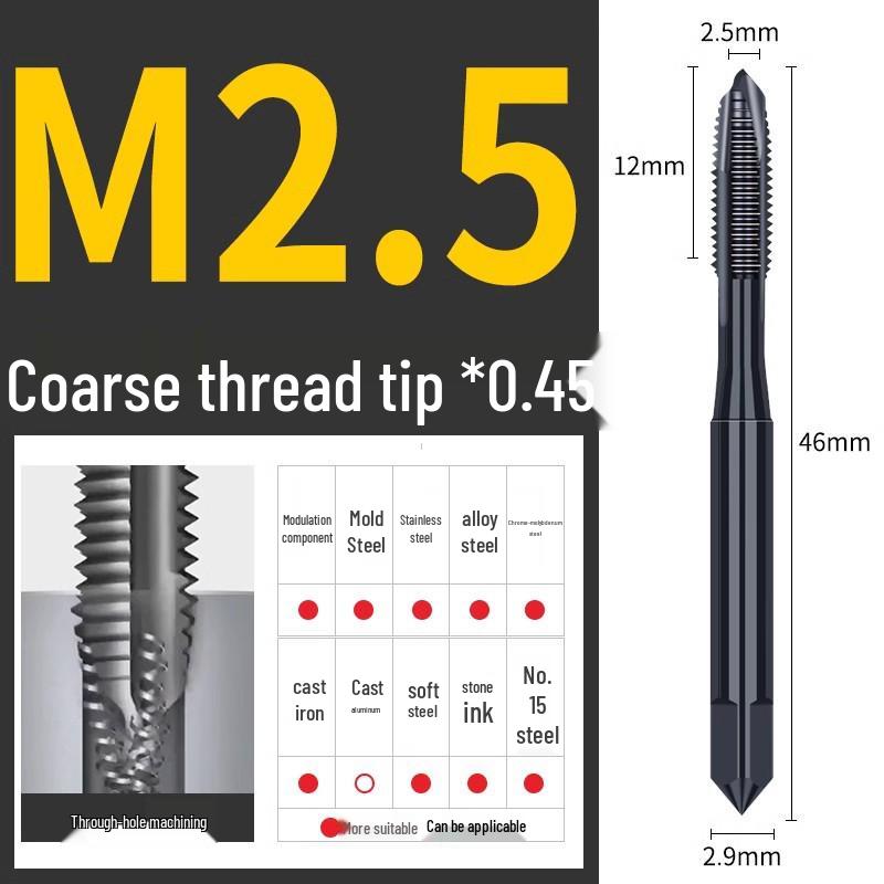 Nitride Machine Taps, Stainless Steel Special Taps, Spiral Flute Taps M3-M12