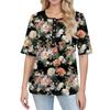 Shirts For Women Trendy Round Neck Button T Shirts Printed  Blouse Half Sleeve Tops For Women