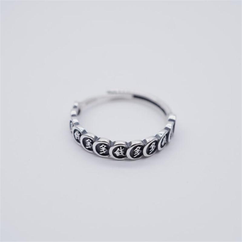 

New Simple And Creative Chinese Style Transfer Means A Lot Of Money 925 Sterling Silver Jewelry Retro Opening Rings TYB452 серебряный