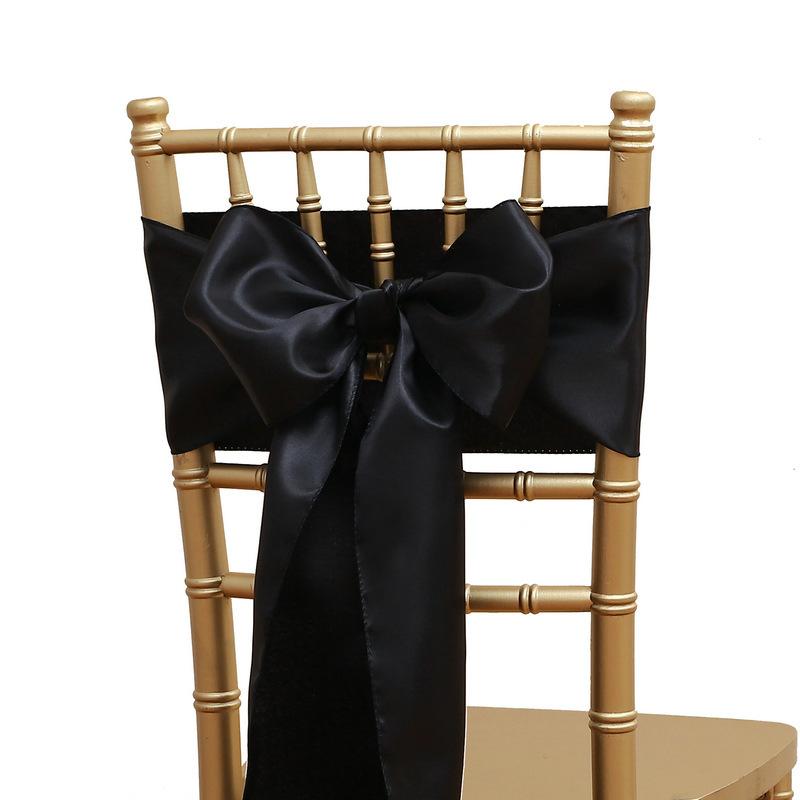 Wholesale 10/50pcs Satin Bow Sashes Wedding Chair Decor 17x275cm Ribbon Butterfly Tie Band For Christmas Birthday Party Sashes