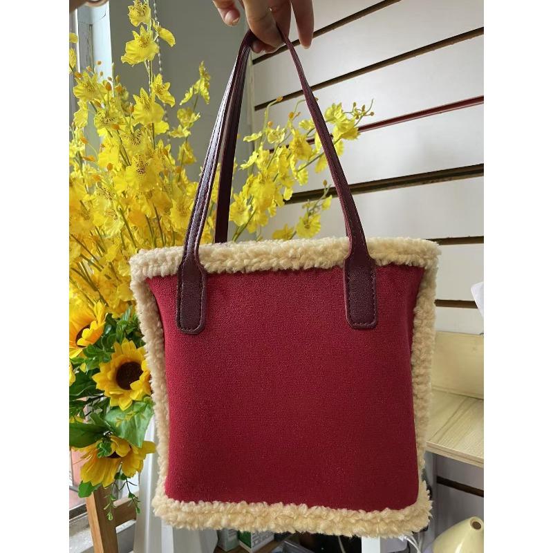 New bag winter new lamb wool handbag versatile large capacity mother and child bag Christmas plush handbag