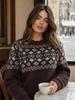 Autumn and winter new retro Nordic jacquard design daily stacking casual outer jacquard knitted sweater women