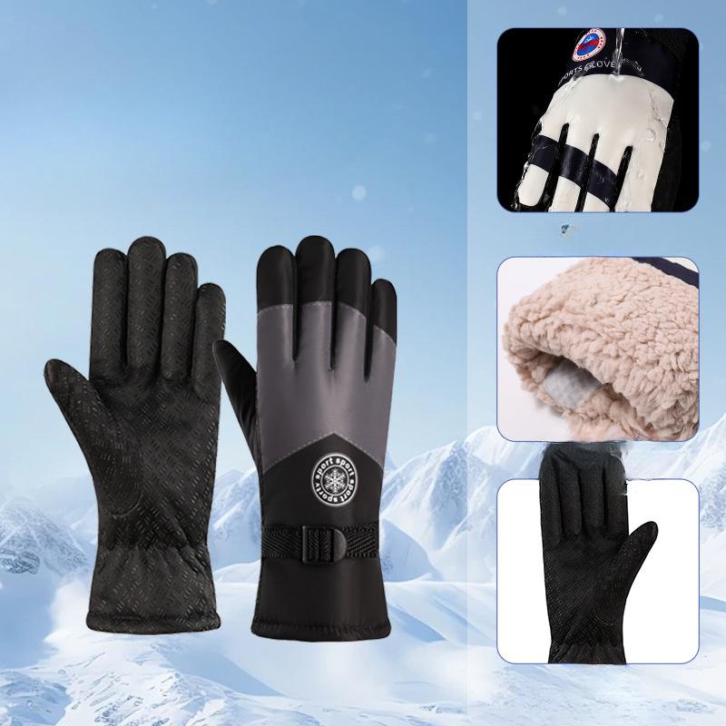 New Ski Gloves for Winter Thickened Couples Outdoor Warm Sports Cold Proof Velvet Cycling Gloves