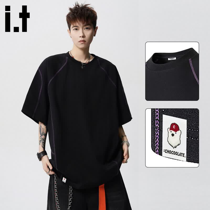 CHOCOOLATE Herren Kurzarm-T-Shirt aus Eis-Seide
