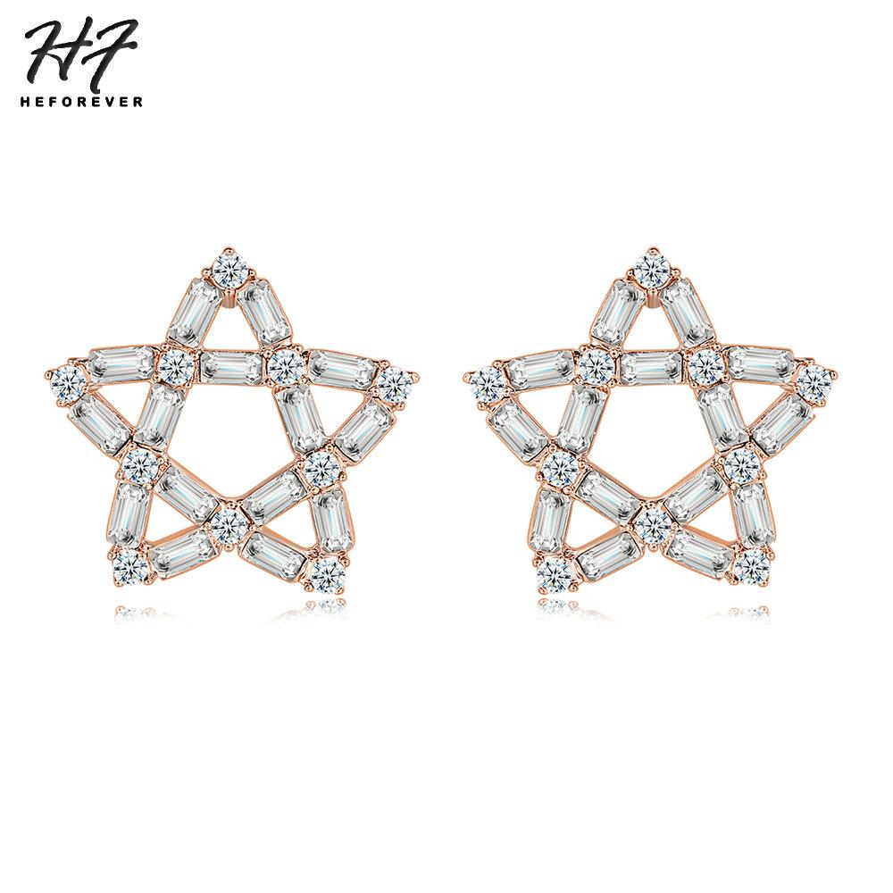 

Shining Crystal Star Earrings For Women Y2k Luxury Star Rose White Gold Color Fashion Zircon Party Gift Accessories E656