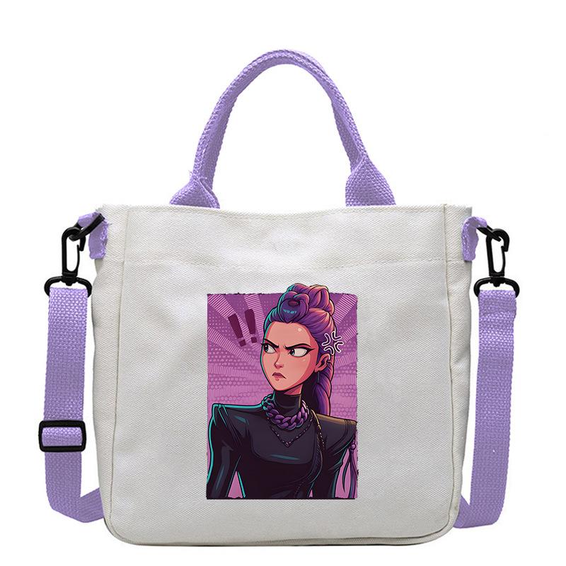 Move Demon Hunters Canvas Bag Fashion Printed Handbag Cute Cartoon Anime Commuting Portable Book Storage Bags Pocket Gifts KPOP Kid Friendly 2