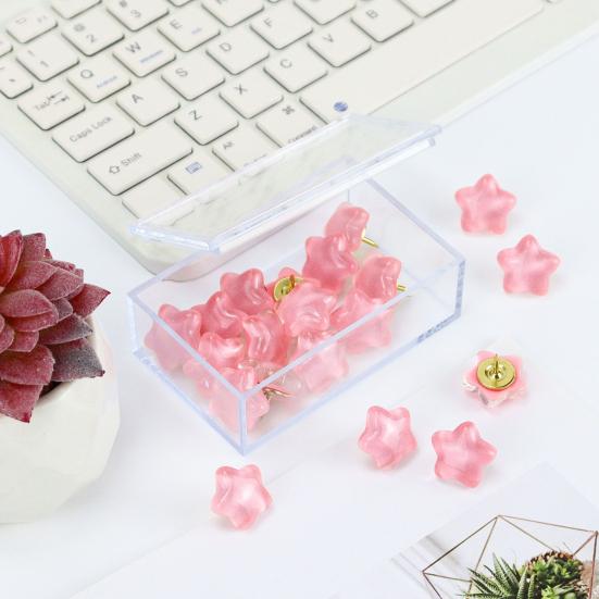 20 pezzi di puntine da disegno con glitter a forma di stella con scatola di immagazzinaggio, puntine da disegno scintillanti per bacheca, bacheca in sughero, parete fotografica, ufficio o casa