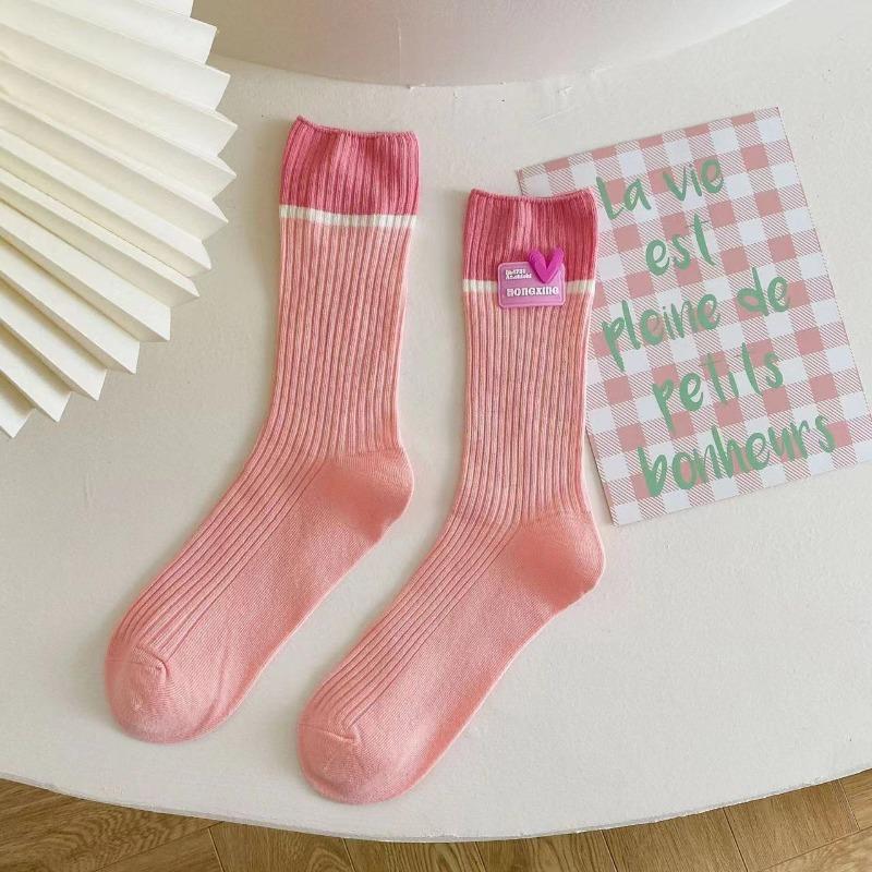 Women's Winter Colorful Double-needle Pink Dopamine-themed Pile Socks for Women's Mid-calf Socks Trend
