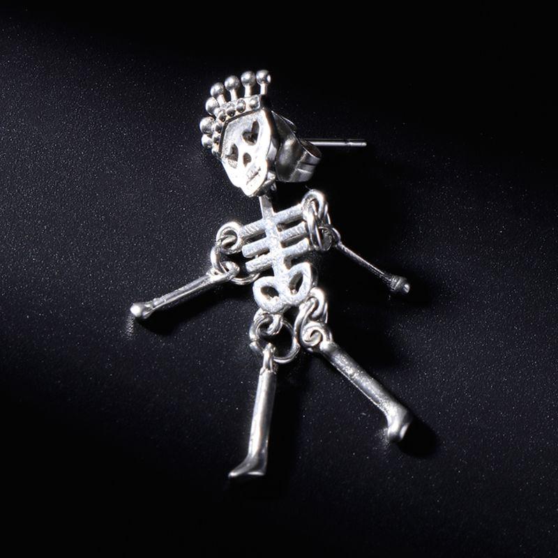 Skull Skeleton Drop Pendant Earrings Hip Hop Ear Stud Jewelry for Male & Female