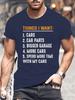 T-Shirt Man Things I Want Cars More Cars, Car Guy, Mechanic Print Summer T-Shirt Men's Round Neck Sports Breathable Short Sleeve