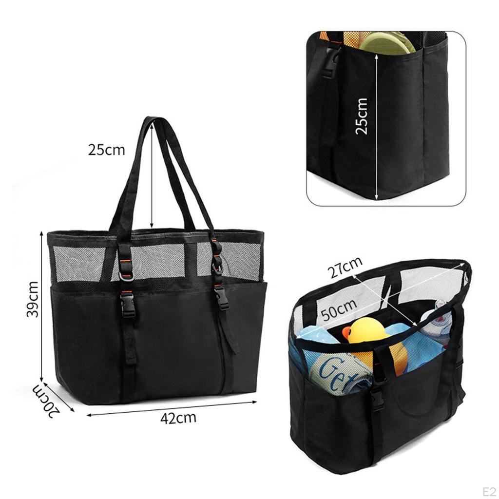Mesh Beach Bag Portable Storage Tote for Sea Side Backpacking Gym Outdoor Go Out