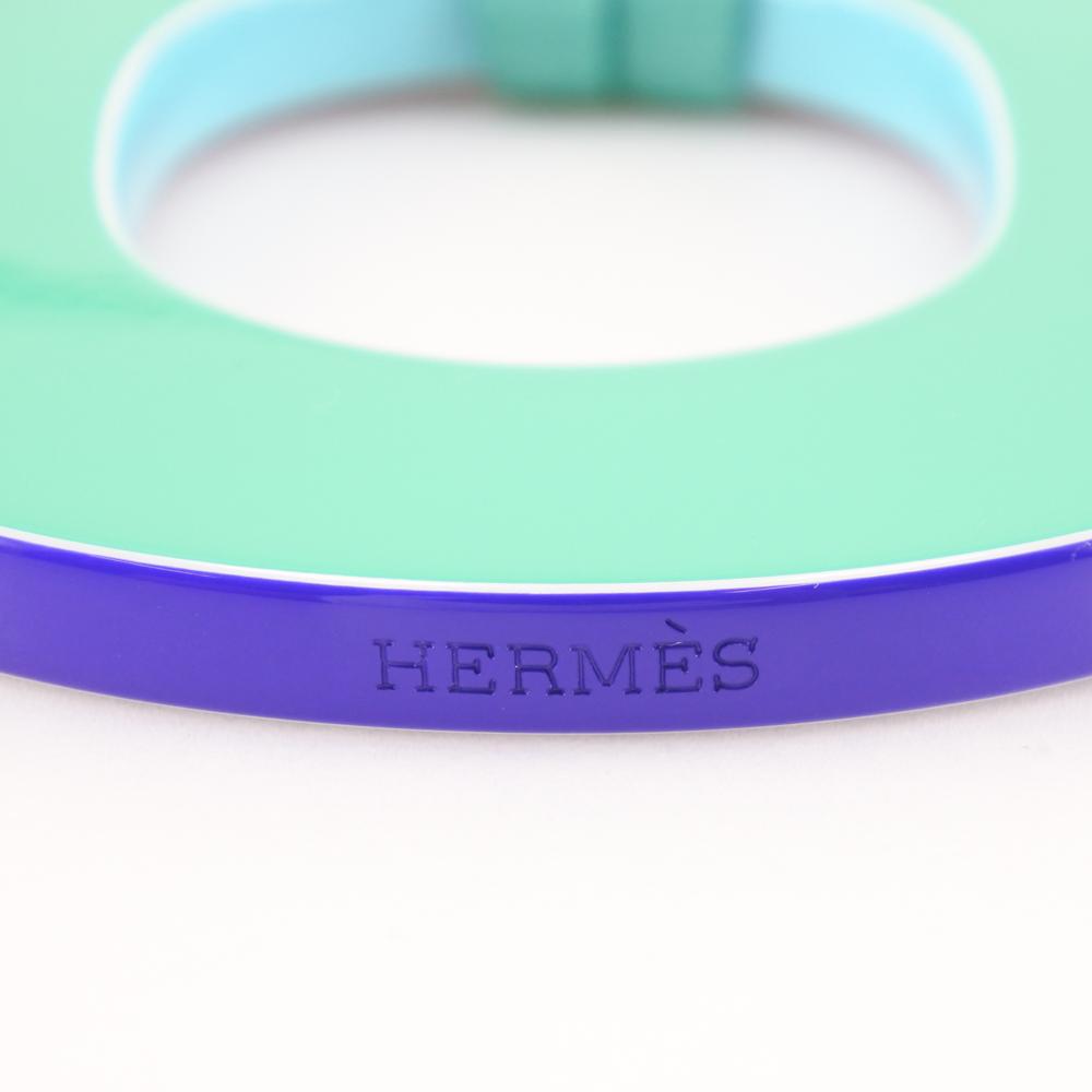 HERMES Ism Pigman Necklace 052880FL Green/purple lacquer/silk 25.9g Women Used