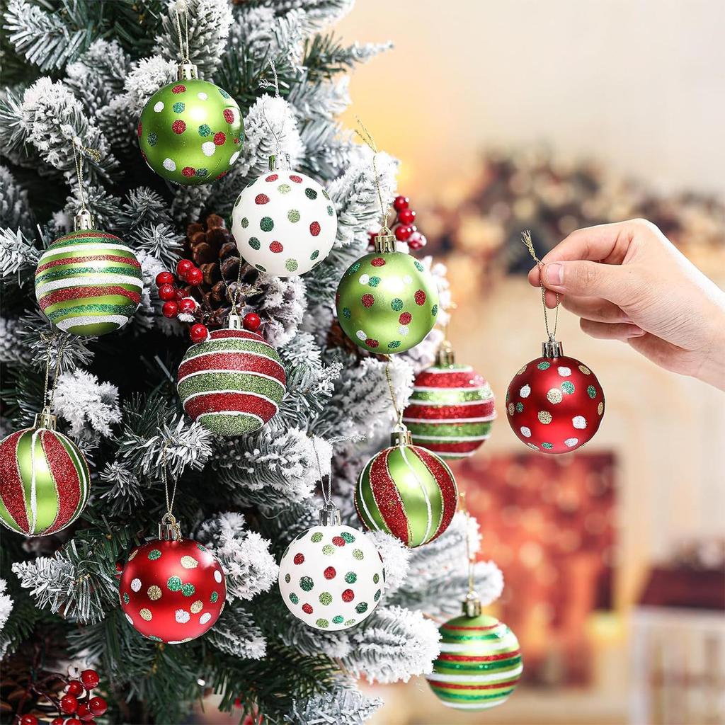 Christmas Tree Balls Ornaments 12 Pieces Ball Decor 2.4 Inches Shatterproof Baubles Ornaments For Home Winter Party Outdoor