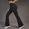 Women's Black Shark High-Waist Elastic Flared Pants
