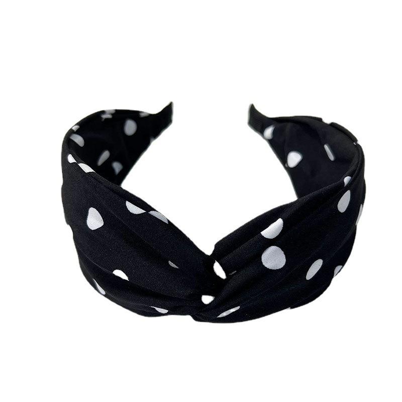 Women’s Cross Wide Edge Polka Dot Middle Knot Double Layer Comfort Hairband Stylish and Durable Headwear Women