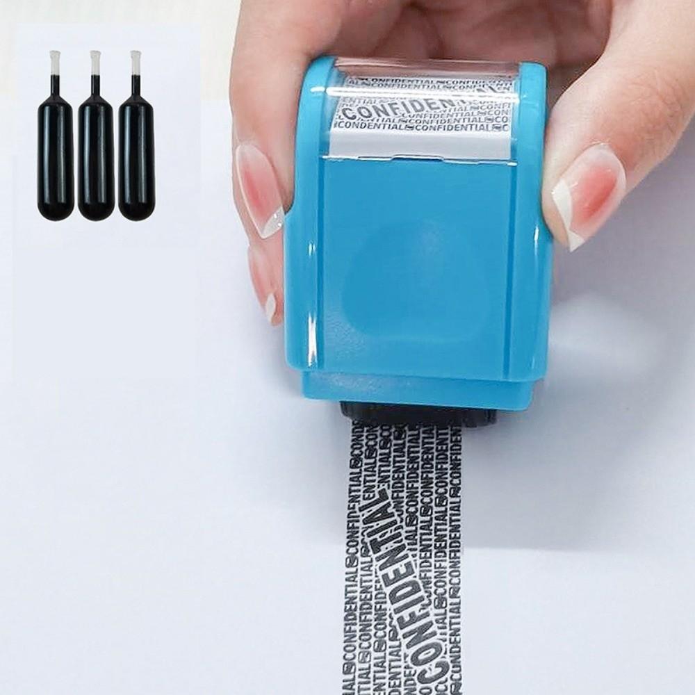 Leakproof Identity Theft Protection Roller Stamp Portable Roller Stamp Manual Roller Stamp Garbled Chapter Ink Refill