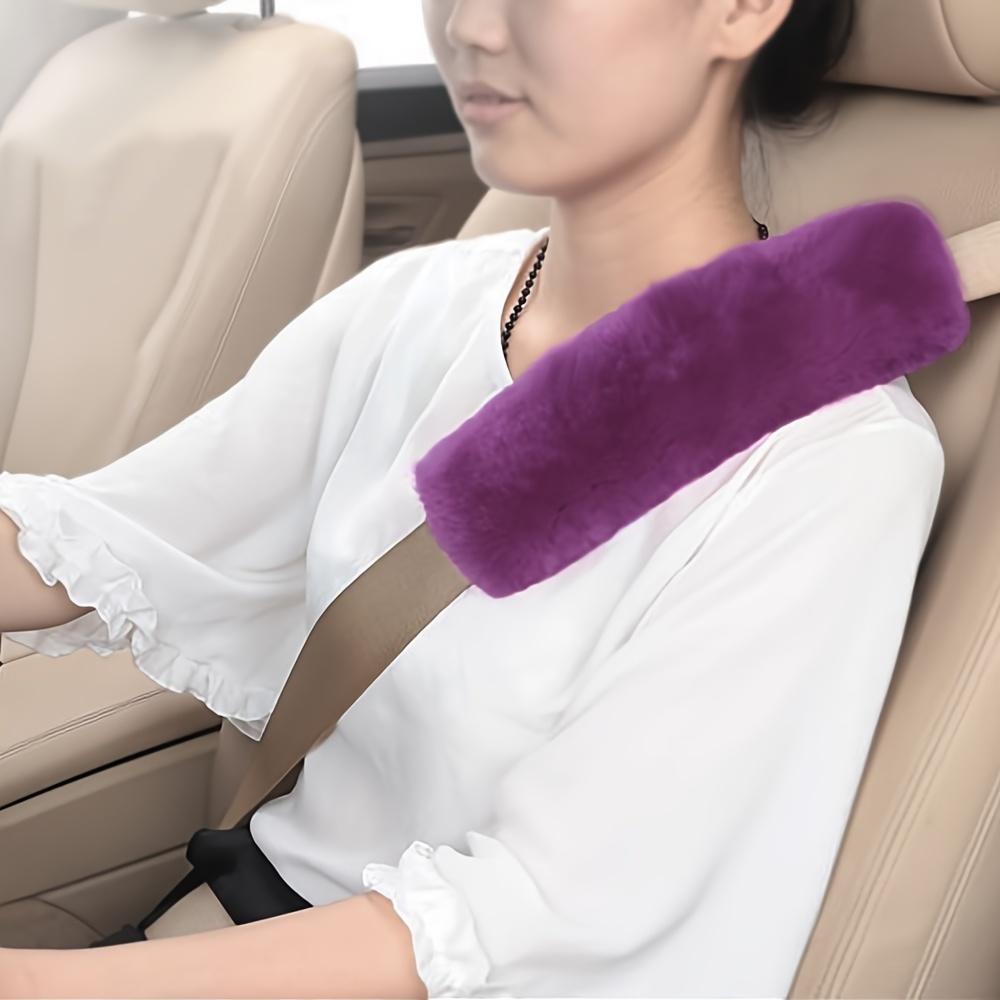 2pcs Soft Plush Car Interior Seat Belt Cover, Anti-leakage Cross Bag Strap Shoulder Protector for Winter