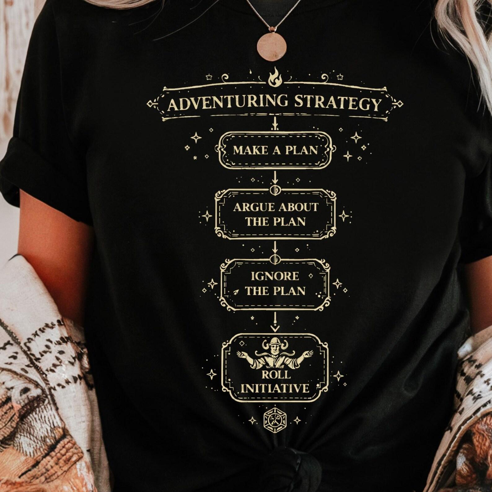 Adventuring Strategy Shirt | Funny RPG Flowchart Tee | Tabletop Gamer Humor Gift 2XL