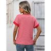 2026 Summer New Women's Casual Round Neck Patchwork Short Sleeve Striped T-Shirt
