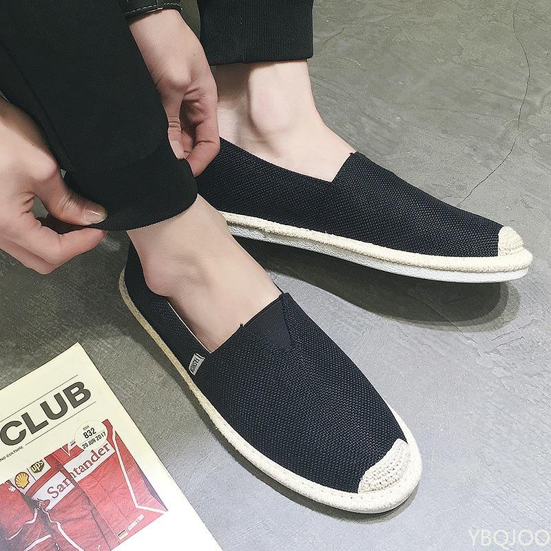 Fashion Men's casual shoes breathable flat shoes spring summer linen canvas simple comfortable lazy breathable  men's shoes