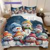 Snowmen Pattern Bedding Quilt Set Quilt Cover Pillowcase Home Decoration Birthday Gift (1 * duvet cover + 2 * pillowcase, without core)