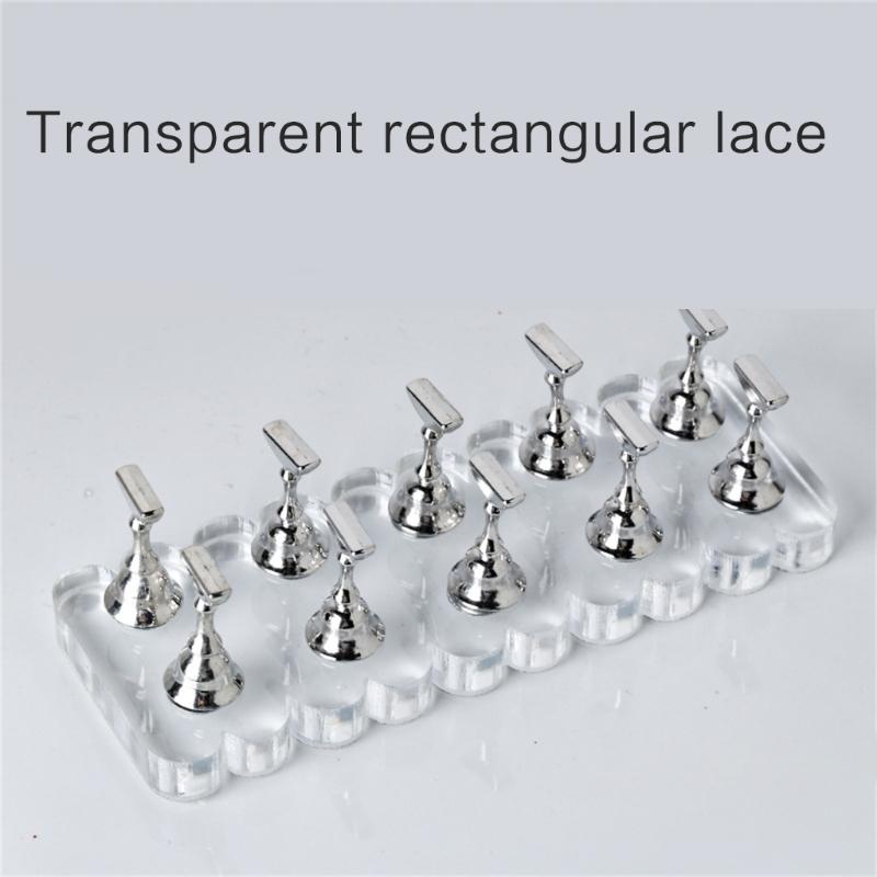 Durable Acrylic Nail Art Practice Stand Magnetic Fingernail Display Holder for False Nails