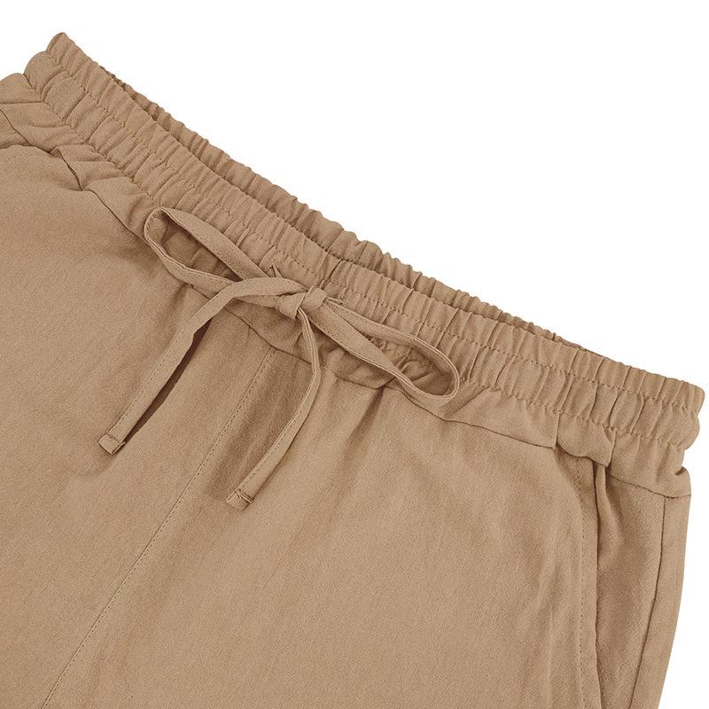 Men's Casual Linen Breathable Hooded Henley Shirt and Shorts Set