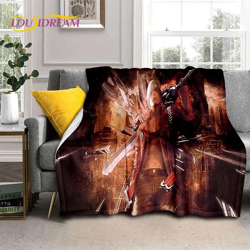 3D D-Devil May Cry DMC Game Cartoon Soft Flannel Blanket for Beds Bedroom Sofa Picnic,Throw Blanket for Outdoor Leisure Nap Gift