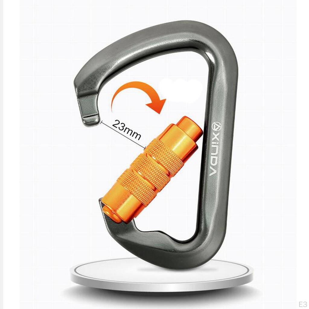 30kN Carabiner Clip, D Shaped Aluminum Alloy Sturdy, Carabiners Hook for Rappelling Backpacking