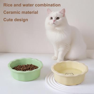 Ceramic Cat Bowl Round Bowl Easy Cat Food To