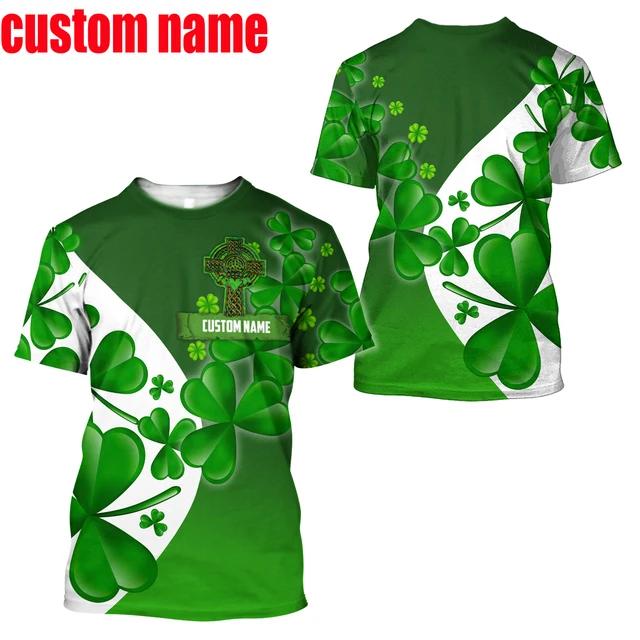 Summer New Printed Irish Celtic Men's and Women's T-shirt, Custom Name Short Sleeve Unisex Shirt, Harajuku Large Casual Sty