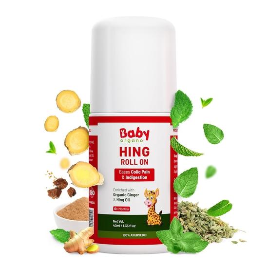 BabyOrgano Hing Roll-On for Babies & Kids – 40ml – Ayurvedic Tummy Relief with Organic Ginger & Hing Oil – Helps with Gas, Colic & Digestion