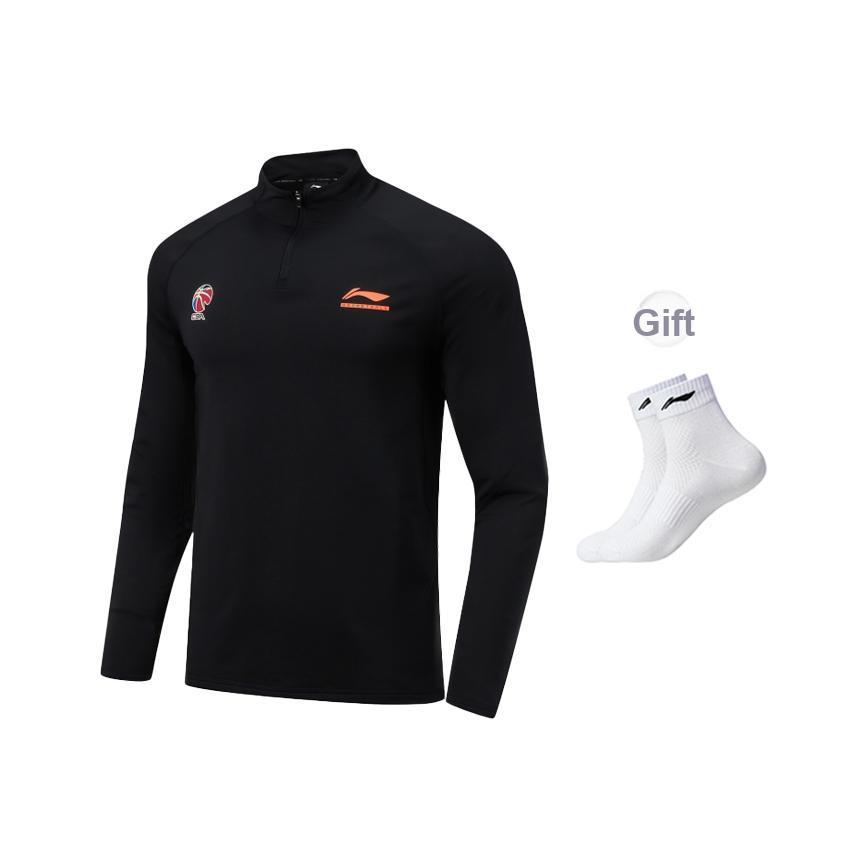 Li Ning Professional Basketball Series Lock Temperature Warm Dry Stand Collar Logo T-Shirt Men tops ATLW117-1
