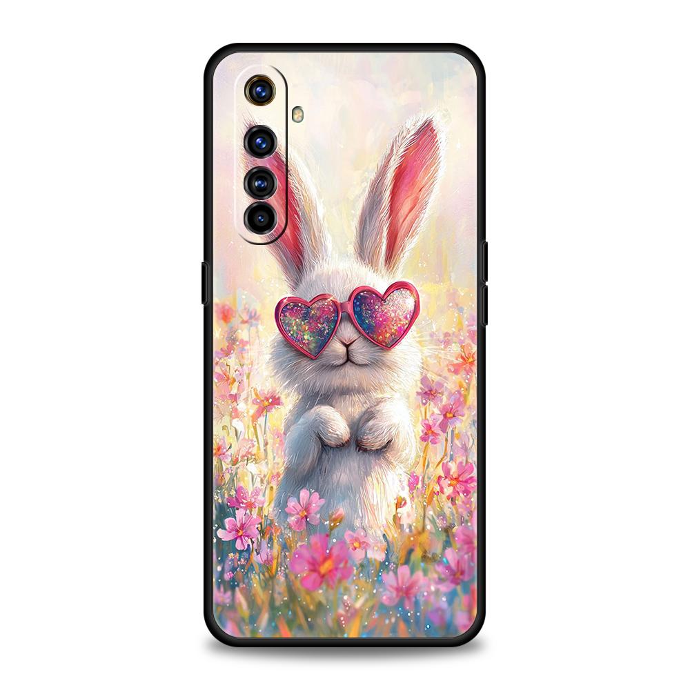 Soft TPU For Realme 11 10 9 Pro Plus GT2 GT3 GT5 C21 C25 C35 C53 C55 C67 Pro 5G Phone Case Ink And Wash Painting Rabbit Art Bags